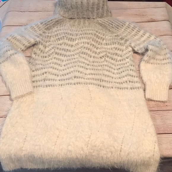 Anthropologie Sleeping on Snow Eyelash Turtleneck Sweater Dress Small Petite - Picture 5 of 16